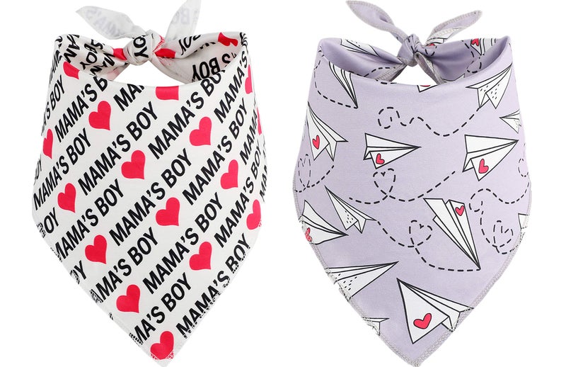 BoomBone Dog Valentines Day Bandana 2 Pack,Triangle Bibs Pet Scarf for Medium and Large Dogs - Image 1